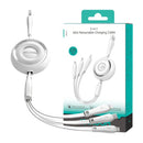 Joyroom Colorful 3-in-1 Mini Retractable USB-A to USB-C/Lightning/MicroUSB Cable, 1m - S-A40 - White