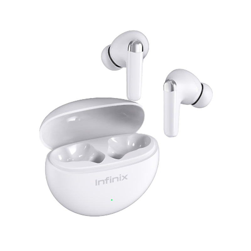 Infinix Neo XE26 Earbuds, Bluetooth Wireless, Noise Cancellation, 500 Mah Battery - White