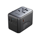 شاحن حائطي للسفر عالمي من Joyroom، 65 وات، 2 منفذ USB-A و2 منفذ Type-C للشحن السريع مع منفذ تيار متردد - أسود 