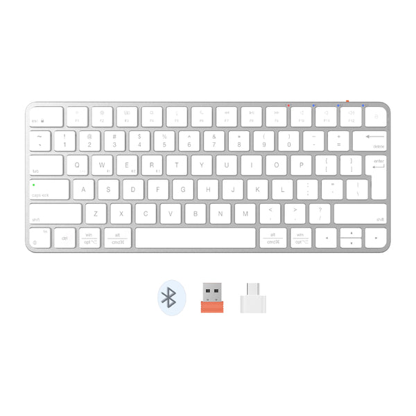 Meetion ikey K210 Wireless Keyboard Ingenious Spatial Economy Aesthetic Sobriety Redefined Universal Synchronization Protocol (Arabic & English) - Silver/White