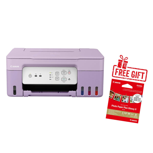 Canon Pixma G3430 Printer 3-In-1 Inkjet Wireless - Purple + Canon Photo Paper Plus Glossy II PP-201 Gift🎁