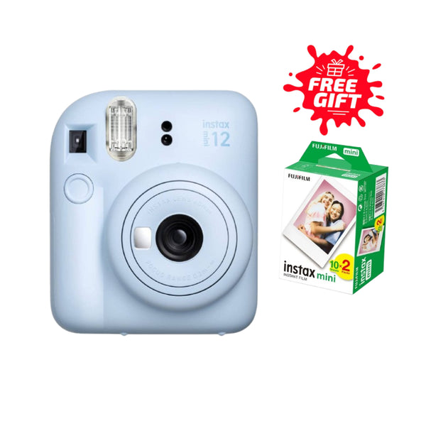 FujiFilm Instax Mini 12 Instant Camera - Pastel Blue + Fujifilm Instax Mini Film 2-Pack (20 Sheets) Gift 🎁