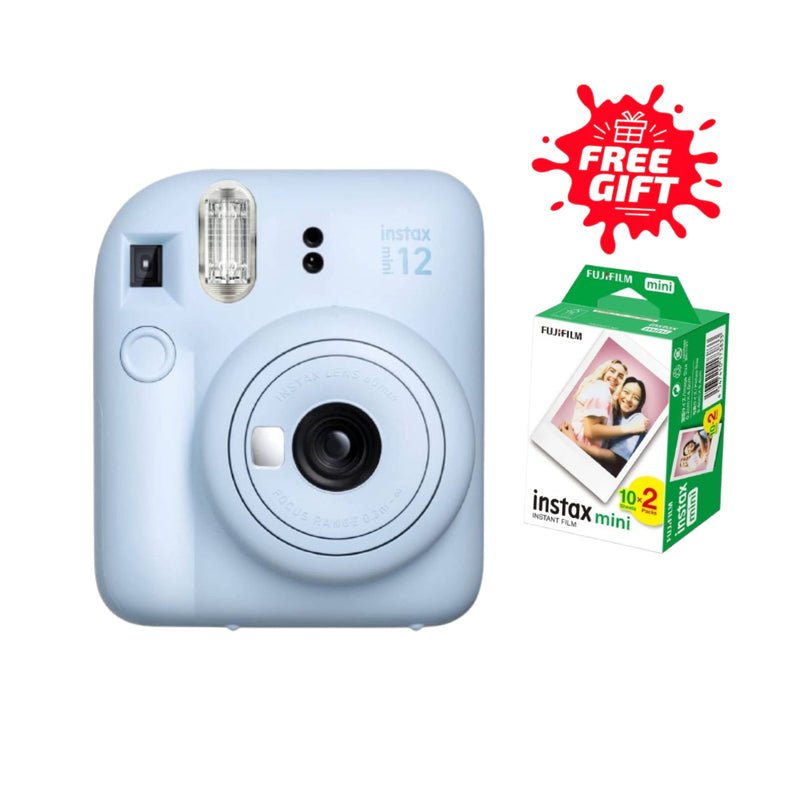 FujiFilm Instax Mini 12 Instant Camera - Pastel Blue + Fujifilm Instax Mini Film 2-Pack (20 Sheets) Gift 🎁