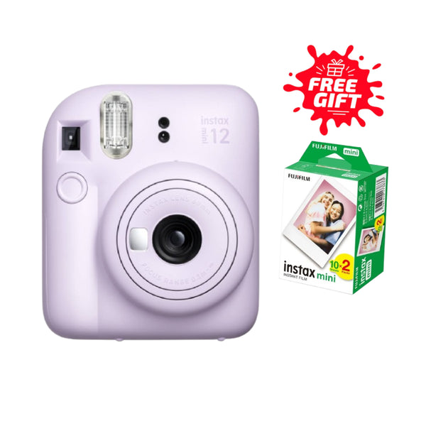 FujiFilm Instax Mini 12 Instant Camera - Lilac Purple + Fujifilm Instax Mini Film 2-Pack (20 Sheets) Gift 🎁