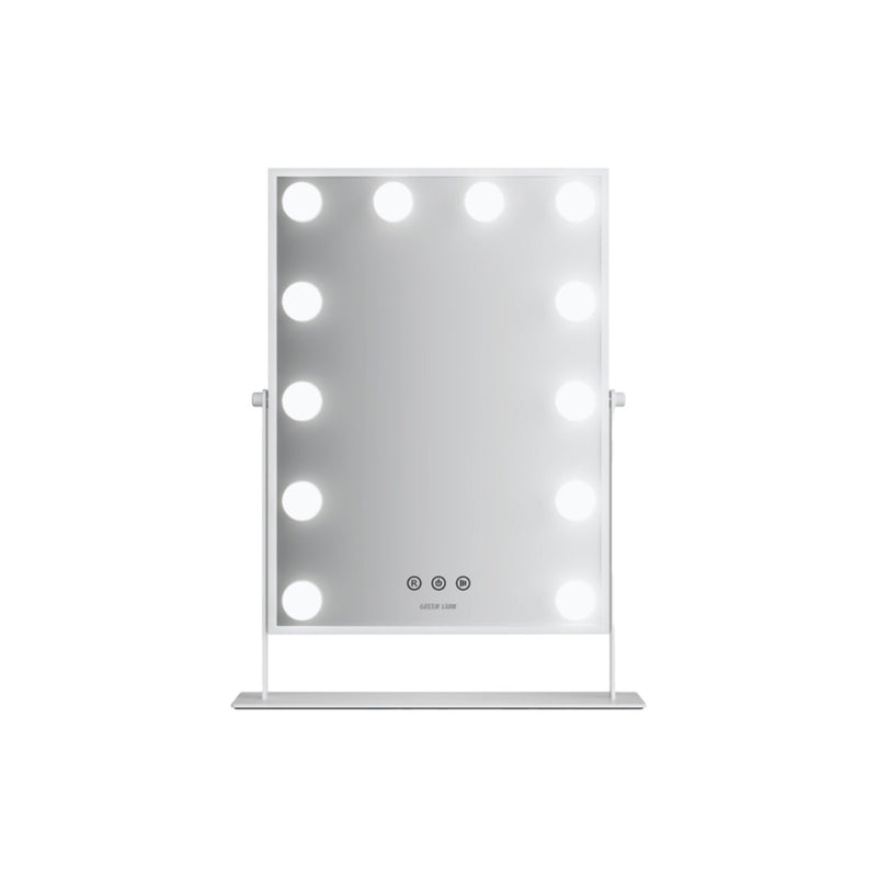 Green Lion Glam Shine Makeup Mirror 9 LED Lights, Touch Control, Warm, Cool and Natural Light Settings - White