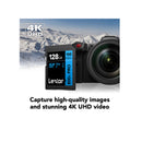 بطاقة Lexar 800x Pro SDXC UHS-1 سعة 128 جيجابايت بسرعة 150 ميجابايت/ثانية V30 (LSD0800P128G-BNNNG) - أسود 