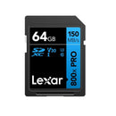 بطاقة Lexar 800x Pro SDXC UHS-1 سعة 64 جيجابايت بسرعة 150 ميجابايت/ثانية V30 (LSD0800P64G-BNNNG) - أسود 