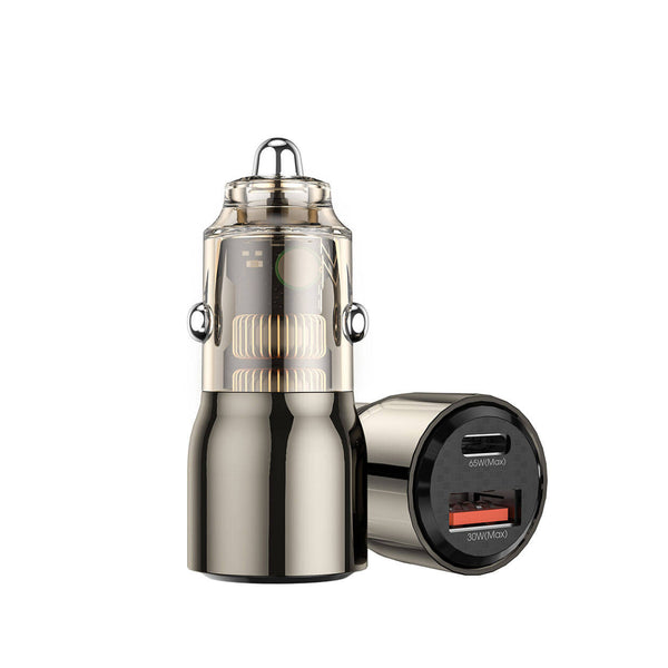 WIWU WI-QC012 95W PD+QC KIRSITE GEEK FAST CAR CHARGER USB+TYPE-C - TRANSPARENT BLACK