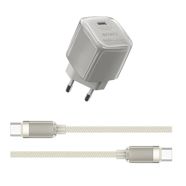 Wiwu Jello Charger Gan Fast 30W Cable Combo - Titanium