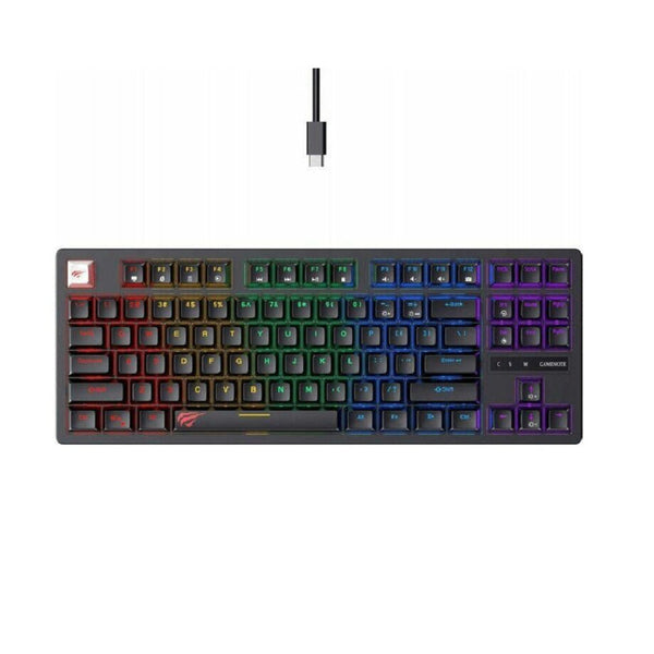 Havit 87-Key Gaming Mechanical Keyboard, Blue Switch, RGB Backlit, USB Wired - KB892L (Black)