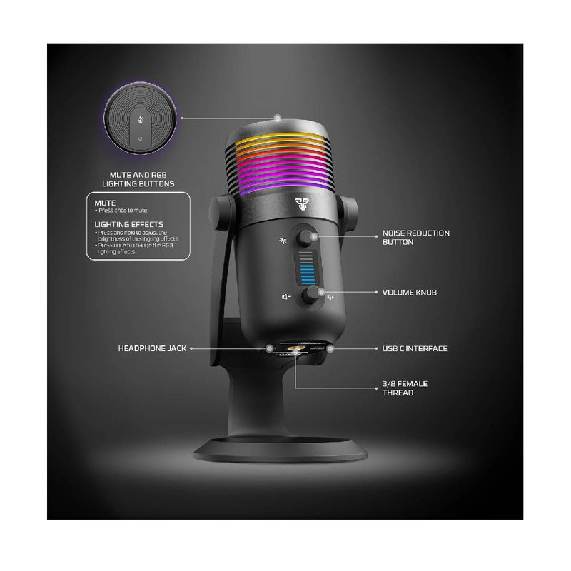 Fantech MCX03 Leviosa Max Condenser MicrophoneUSB-C Desktop - BLACK