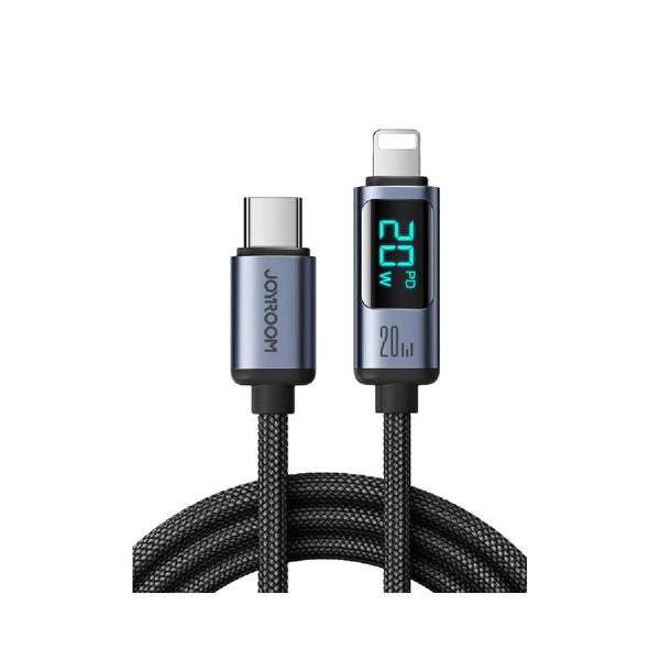 Joyroom USB-C to Lightning Cable, 1.2m - Black Prism Series Digital Display 20W - S-CL020A16 - Black