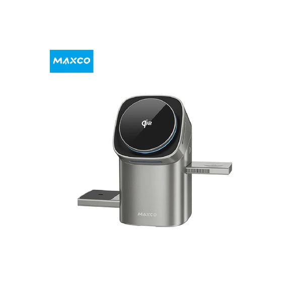 Maxco Geometry Series II Qi2 Full Touch 3in1 Magnetic Wireless Charger - Gray