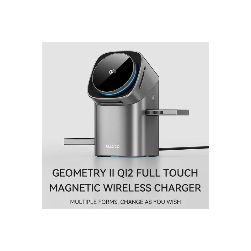 Maxco Geometry Series II Qi2 Full Touch 3in1 Magnetic Wireless Charger - Gray
