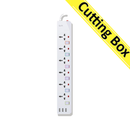 شريط طاقة سيه انديورنج جين 1 بطول 2 متر، نحاس، 6 منافذ + 3 منافذ يو اس بي - أبيض