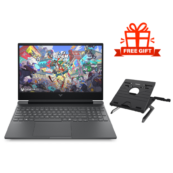 إتش بي Victus 15-fb3014ne C53H1EA لاب توب، معالج AMD Ryzen 7-7445HS، سعة 512 جيجابايت SSD، سعة 16 جيجابايت، بطاقة رسومات NVIDIA GeForce RTX 2050، نظام التشغيل Windows 11 - رمادي