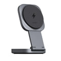 Aukey LC-MC211 MagFusion LQi2 2-in-1 Foldable Magnetic Fast Wireless Charging Station -Gray