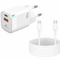 System Max SM-30ACX Charger Mini PD 30W USB-C -USB-A GAN Cable - White