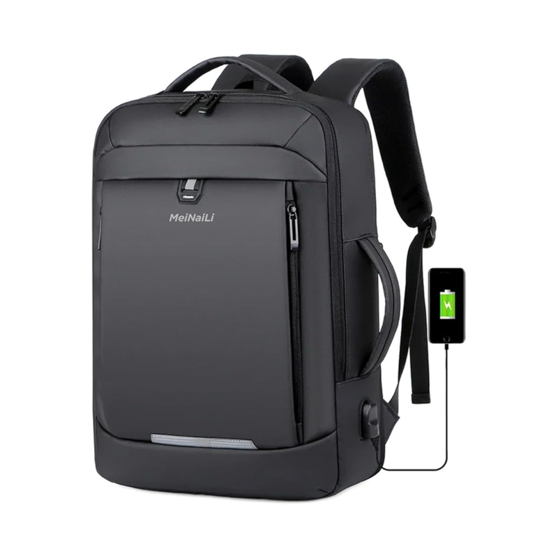 Meinaili 15.6 Inch Business Laptop Backpack AT-8 Waterproof Notebook USB Charging - Black