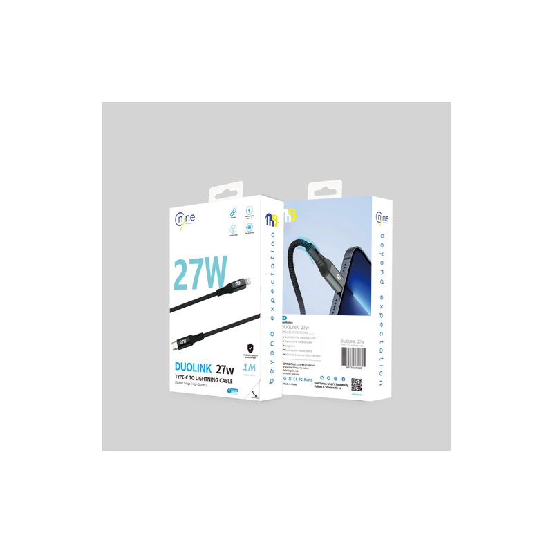 Nine DuoLink 27W Type-C To Lightning Cable 1m - Black
