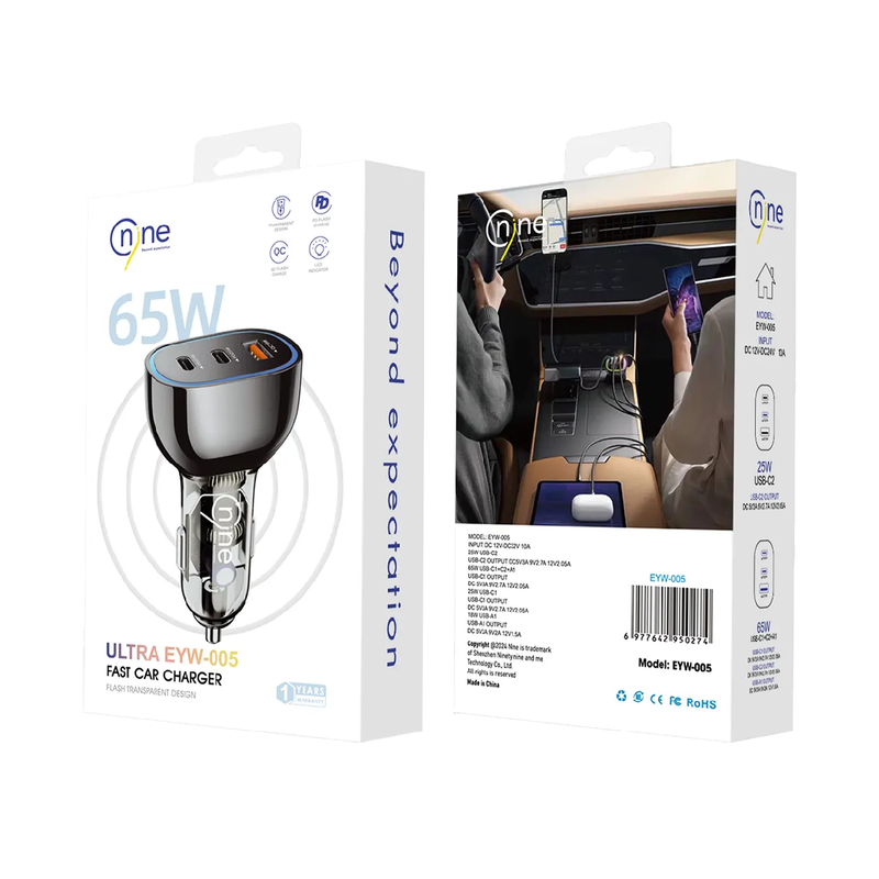 Nine ULTRA EYW-005 Fast Car Charger 65W - Black