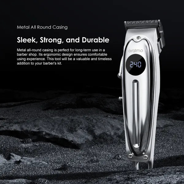 Oraimo Hair Clipper Self-sharpening, Super Powerful Motor, 240-minute Runtime, LED Screen Display - OCL-550 Silver