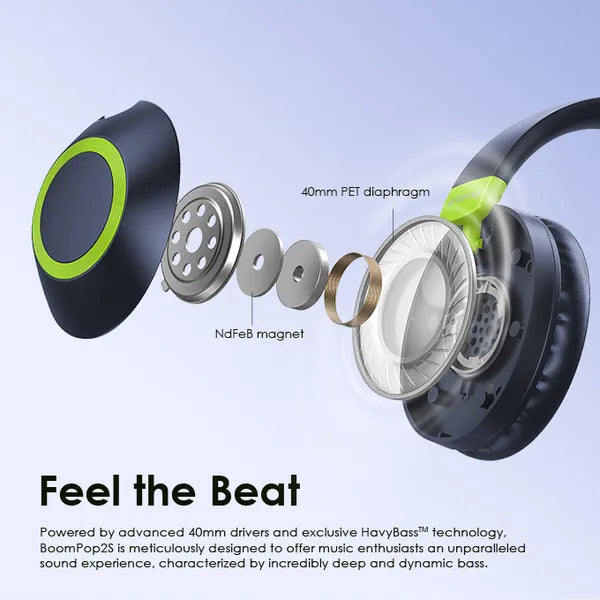 Oraimo BoomPop2S ENC Over-Ear Wireless Headphones - OHP-610s - Nebule Blue