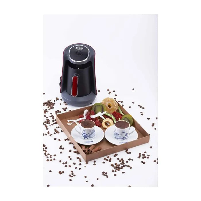 Okka Arzum Minio OK004-N Turkish Coffee Machine | 4-Cup Capacity | Black & Red Design | 480W Power | Anti-Overflow System