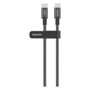 فيليبس DLC7030C/00 كابل شحن مضفر USB-C إلى USB-C بقوة 240 واط بطول 1 متر - أسود