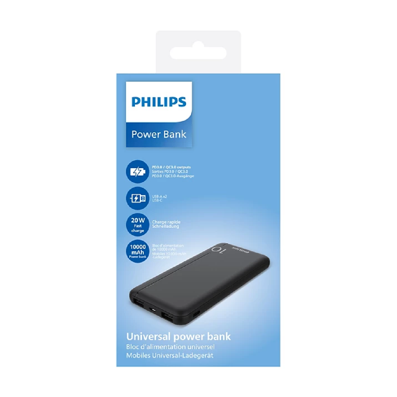 Philips DLP1812PB 10000mAh 20W Power Bank - Black