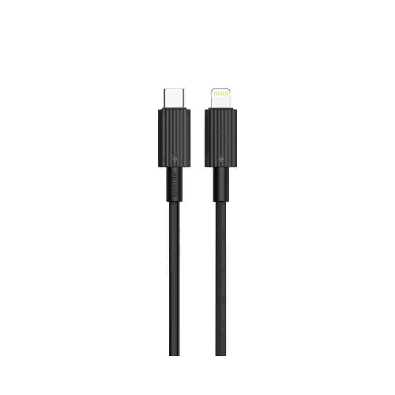 شاحن بورودو PD 20 واط المملكة المتحدة مع كابل من النوع C إلى Lightning - أسود