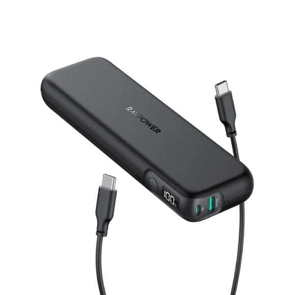 RAVPower PD Pioneer 15000mAh 30W 2-Port Portable Charger USB-C Power Bank – Black