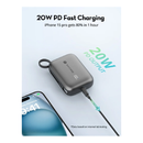 RAVPower Power Bank 10000mAh 20W – 2-Port with Built-in USB-C Cable – Black