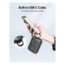 RAVPower Power Bank 10000mAh 20W – 2-Port with Built-in USB-C Cable – Black