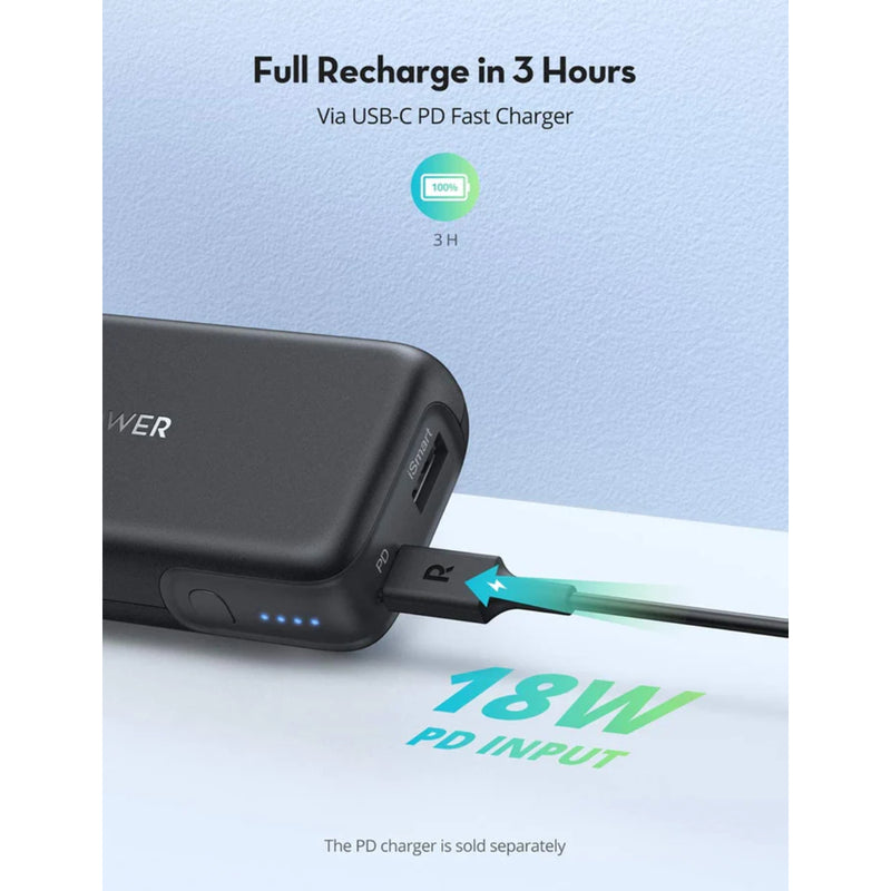 RAVPower Power Bank PD Pioneer 10000mAh 20W Portable Charger 2-Port – Black