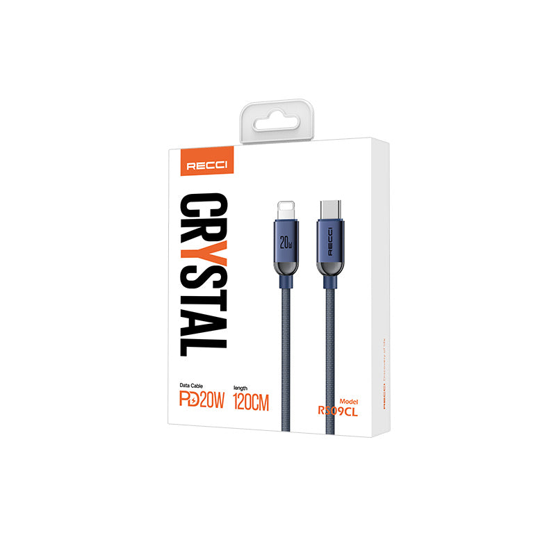 Recci Cable 20W Type-C to Lightning Braided Fabric Fast Charging Cable 1.2m - RSO9CL - Blue