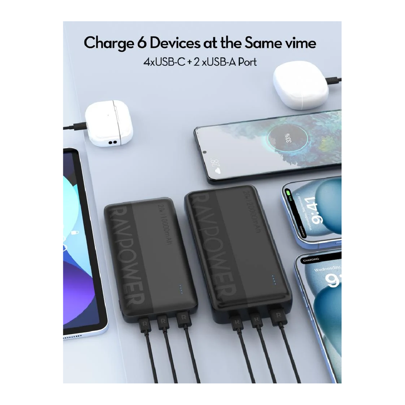 RavPower PD 20W 10000mAh + 20000mAh Power Bank - Combo - Black