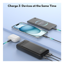 راف باور باور بانك 20000 مللي أمبير - 20 واط - 3 منافذ - رقمي ذكي - أسود