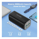 راف باور - باور بانك 20000 مللي أمبير/ساعة 70 وات - 4 منافذ - أسود 