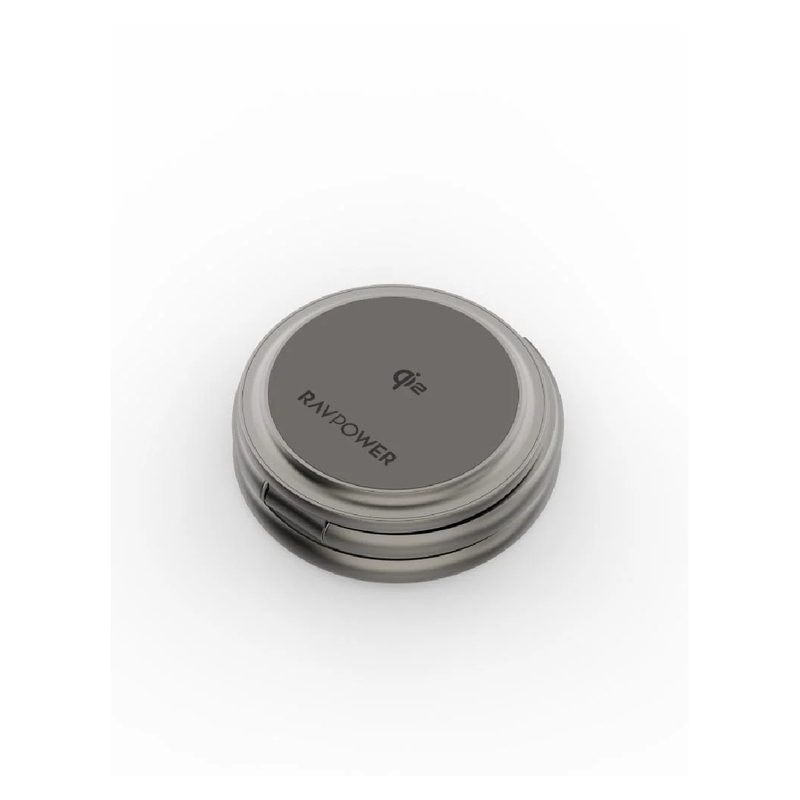 محطة شحن مغناطيسية قابلة للطي فاخرة 3 في 1 من راف باور - RP-WC1008 - رمادي