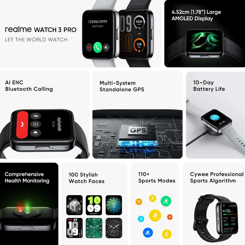 Realme Watch 3 Pro, AMOLED, GPS - Grey