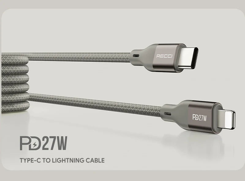 Recci Fast Charging Magnetic Cable PD 27W Lightning - RS23CL - Gray