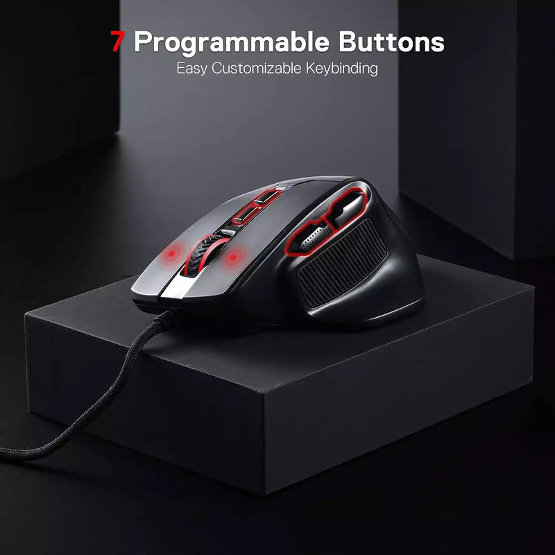 Redragon M806 Bullseye Gaming Mouse – 12,400 DPI – 7 Programmable Buttons - Black