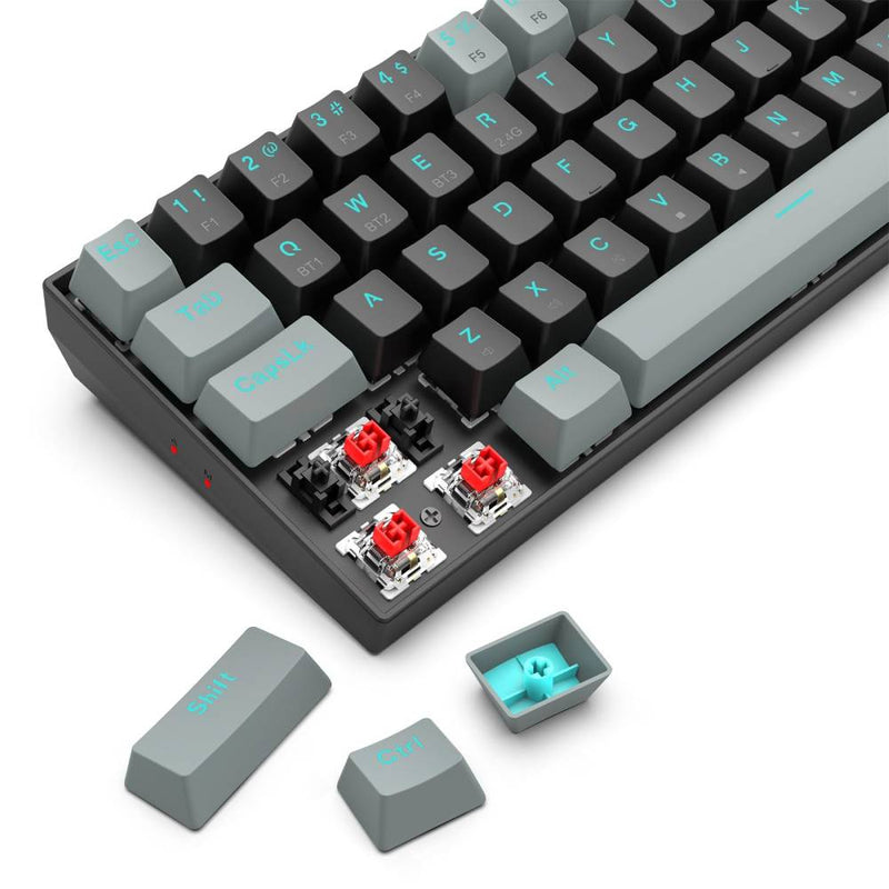Redragon Gwern Dual Mode Wireless Bluetooth Mechanical Keyboard - Red Switch, Black/Grey
