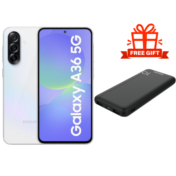 Samsung Galaxy A36 128GB, 8GB RAM 5G Dual SIM - White + Philips Power