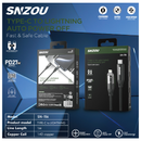 سنزو SN-156 كابل من النوع C إلى لايتينج بقوة 27 واط مع خاصية الإيقاف التلقائي السريع والآمن - أسود