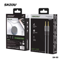 سنزو SN-90 كابل AUX بطول 1 متر، قابس 3.5 ملم إلى قابس 3.5 ملم، صوت عالي الدقة - رمادي