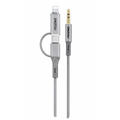 Snzou SN-87 3in1 AUX Cable Audio 1m, Clear and True Sound Quality - Gray
