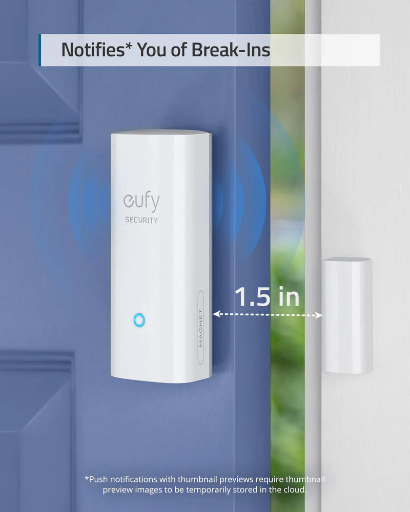 Eufy Security, Entry Sensor, Detects Opened and Closed Doors or Windows, Sends Alerts - T89000D4 - White