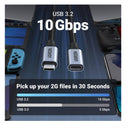 Ugreen US372 USB-C  Male to USB-C  Female Gen 2 Extension Cable 1 m - Dark Gray